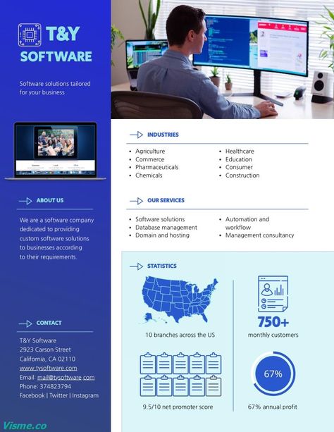 Tech Company One Pager Proposal Template Visme Company One Pager, One Pager Examples, One Pager Design, Customer Persona, Customer Journey Mapping, One Pager, Infographics Design, Problem Statement, Attract Clients