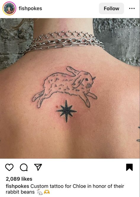 Rabbit Back Tattoo, Rabbit Chest Tattoo, Woodcut Tattoo, Medieval Tattoo, Rabbit Tattoos, Chest Tattoo, Tattoo Inspo, Henna Tattoo, Back Tattoo