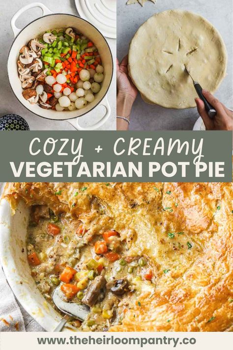 Vegetarian Pot Pie Mushroom Pot Pie Vegetarian, Easy Veggie Pot Pie, Cosy Meals, Veggie Pot Pie Recipe, Vegan Pot Pie Recipe, Pescatarian Dishes, Veggie Pot Pie, Vegetarian Pot Pie, Vegan Pot Pies