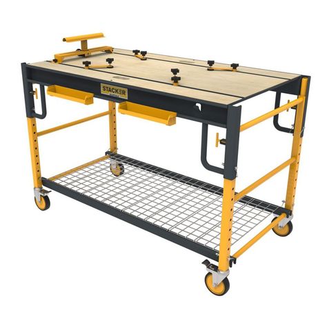 For the do-it-yourselfers and the indoor painters, the Stacker 5-in-1 Multi-Function Workbench for Miter Saws and Scaffolding is your perfect go-to all-in-one workbench for your upcoming home projects. Equip yourself with a workstation that goes anywhere you do. This workbench completes all of your working needs or for use of storage in any space in your garage or basement. Can be converted to a miter saw stand, work bench, utility cart, storage rack, and work platform with an adjustable working Rolling Scaffold, Miter Saw Stand, Mitre Saw Stand, Saw Horse, Saw Stand, Miter Saws, Work Platform, Hardware Storage, Utility Cart