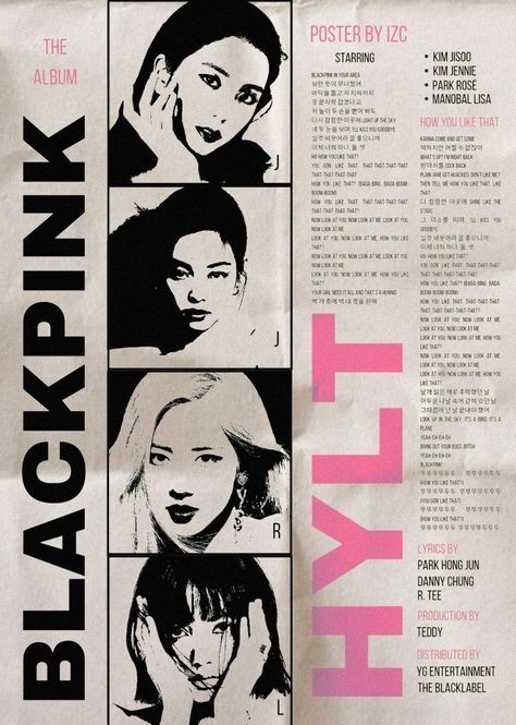 Blackpink Hylt, Pop Posters, Blackpink Poster, Poster Room, Kpop Posters, Vintage Poster Art, Graphic Design Fun, Band Posters, Room Posters