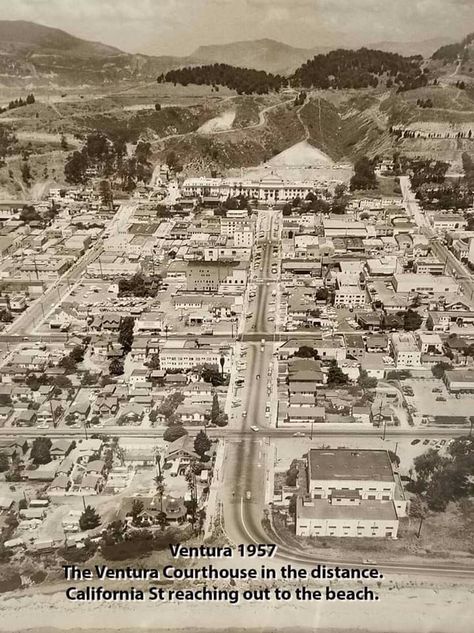 Ventura, California in 1957. Vintage Ventura California, Mariposa California, Ventura County California, California Street, Southern California Beaches, Ventura California, Inn Hotel, Beach Towns, California History