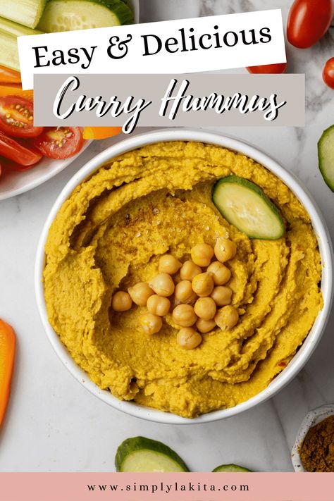 Curry Hummus is creamy, flavorful, and delicious hummus recipe that can be made in minutes to pair with your favorite vegetables or crackers. It is simple and not overly spicy. simplylakita.com #curry #hummusrecipe Curry Hummus Recipe, Beach Picnic Ideas, Curry Hummus, Vegetable Platter, Picnic Ideas, Hummus Recipe, Picnic Food, Beach Picnic, Savoury Food