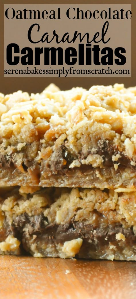 Cookie Crackers, Carmelitas Recipe, Homemade Caramel Recipes, Yummy Bars, Chocolate Oatmeal Bars, Chocolate Oatmeal Cookies, Chocolate Oatmeal, Oatmeal Cookie Recipes, Oatmeal Chocolate