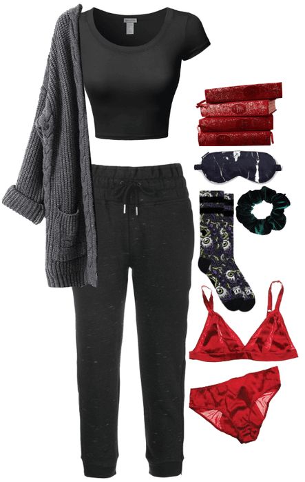 Lazy Day Goth Outfits, All Black Outfit Grunge Gothic, Edgy Lounge Outfit, Goth Camping Outfit, Lazy Goth Outfits Summer, Goth Lounge Outfit, Lazy Emo Outfits, Alt Loungewear, Comfy Goth Outfits Summer