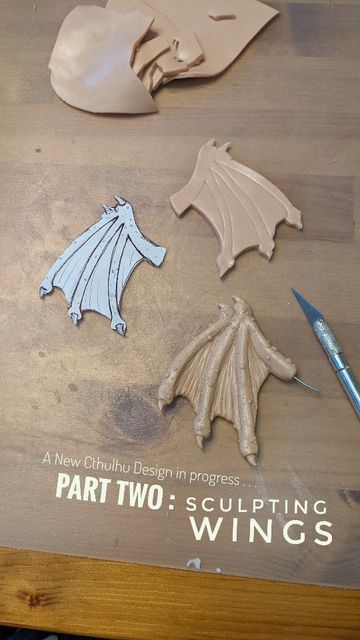 Polymer Clay Dragon Wings, How To Make A Dragon Out Of Clay, Dragon Clay Sculpture Easy, Sculpting Polymer Clay, Polymer Clay Sculpture Ideas, Clay Sculpting Ideas, Dragon Sculpture Clay, Clay Wings, Dragon Polymer Clay