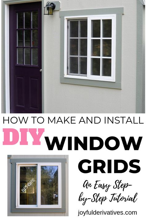 Adding Window Grids, Adding Grids To Windows, Diy Window Grids, Curb Appeal Inspiration, Front Porch Inspiration, Window Grids, Diy Floor Lamp, Thrifty Living, Rustic Farmhouse Style