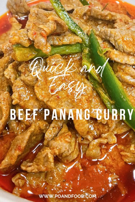 Beef Panang curry done in 30 minutes! It is rich and creamy with bold flavor. Thinly sliced beef in an aromatic creamy curry sauce topped with lime leaves Beef Panang Curry, Creamy Curry Sauce, Panang Curry Paste, Creamy Curry, Panang Curry, Lime Leaves, Massaman Curry, Curry Rice, Red Curry Paste