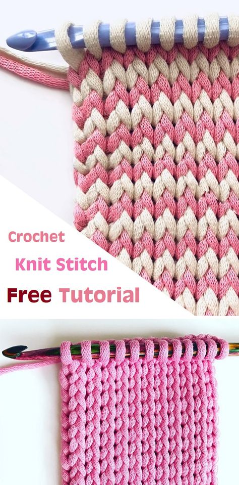 Free Crochet tutorial for a Tunisian Knit Stitch. Crochet Tunisian Stitch, Crochet Knit Stitch, Tunisian Knit Stitch, Crochet Waffle Stitch, Crochet Tunisian, Tunisian Crochet Patterns, Tunisian Crochet Stitches, Crochet Stitches Free, Crochet Knit Stitches