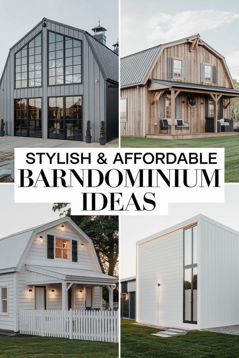 Stylish & Affordable Barndominium Ideas Bardiminium House Ideas, One Level Barndominium Ideas, Shouse Barndominium, Barndominium Pictures, Affordable Barndominium, Barndominium Cost, A House In The Woods, Modern Country Living, Small Barndominium Ideas