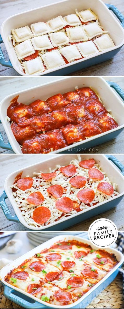 Kids FAVORITE Dinner! Pepperoni Ravioli Lasagna Casserole - This is the easiest LAZY Lasagna and so so delicious! We love this casserole for busy nights. You can even assemble ahead of time and bake when you are ready to eat. Perfect EASY dinner recipe for the family! Lasagna Easy, Ravioli Casserole, Lazy Lasagna, Ravioli Lasagna, Lasagna Casserole, Baked Lasagna, Easy Family Recipes, Favorite Dinner, Easy Dinner Recipe