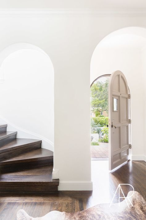 I am beyond excited to share this project featured on  Style Me Pretty Living  with Amanda Barnes Interiors. ©AlyssaRosenheck2016 Amanda Barnes, Rosa Sofa, Style Me Pretty Living, Entry Stairs, Dark Floors, Front Entryway, Pink Sofa, Spanish Revival, House Stairs