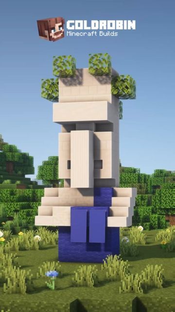 Minecraft Head Statue, Greek Style Minecraft Builds, Minecraft Simple Statue, Greek Statues Minecraft, Minecraft Stone Villager Statue, Minecraft Egyptian Statues, Greek Houses Minecraft, Goldrobin Minecraft, Statues In Minecraft