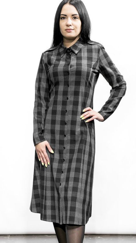 Woolen Kurta Designs Women, Kot Collar Kurti, Check Kurti Designs Latest Indian, Checked Kurti Designs Indian, Checkered Kurti Designs, Woollen Dresses, Collared Plaid Fitted Dress, Lakshmi Devi, Woolen Dresses