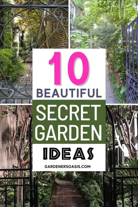 I love these secret garden design ideas. I have always wanted to do something like this in my backyard. Now I have some inspiration for my landscape! Secret Garden Room, Garden Gate Decor, Secret Garden Ideas, Magical Backyard, Budget Landscaping, Charleston Gardens, Garden Shade, Relaxing Backyard, Backyard Plan