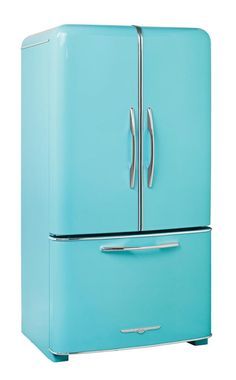 Modern Fridge, Blue Refrigerator, Retro Kitchen Appliances, Retro Refrigerator, Retro Appliances, Vintage Stoves, Retro Fridge, Outdoor Kitchen Appliances, Vintage Appliances