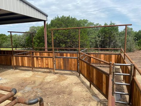 Cattle Pen Layouts, Roping Arena Ideas, Roping Arena Layout, Wood Round Pens For Horses, Roping Arena, Small Cattle Working Pens, Round Pens For Horses, Cattle Facility, Rodeo Arena