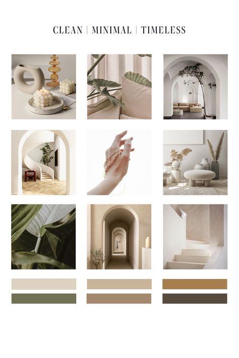 Timeless, minimal, clean brand mood board inspiration for an Interior Designer, Yoga Studio, Wellness Coach, or small business owners. Scandinavian Mood Board, Brand Mood Board Inspiration, Brand Mood Board, Interior Designer Logo, Timeless Brand, Board Inspiration, Branding Mood Board, Brand Color Palette, Interior Design Business