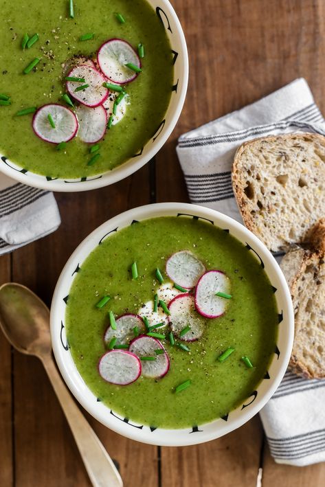 Radish Leaf Soup - Pardon Your French Radish Leaves, Radish Greens, Gravy Ingredients, Radish Recipes, Green Soup, Stone Soup, Pureed Soup, Cubed Potatoes, Canadian Food