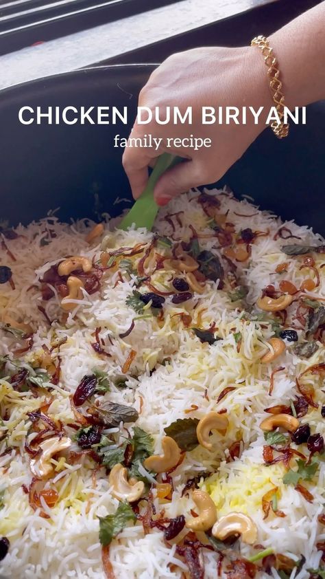 Rehana's Kitchen | My Signature Chicken Dum Biriyani ❤️ This recipe was taught by my mother , I have modified it a little bit and have been cooking it like… | Instagram Biriyani Cooking, Biriyani Masala, Biriyani Recipes, Chicken Dum Biryani Recipe, Chicken Masala Recipe, Garam Masala Powder, Poultry Dishes, Ginger Garlic Paste, Dum Biryani