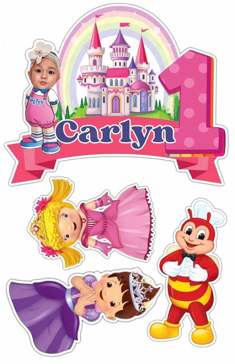 Jollibee Theme Cake Topper Printable, Jollibee Printable Cake Topper, Jollibee Cake Topper, Jollibee Fairytale Land, Jollibee Cake, Jollibee Birthday Party, Barbie Invitations Birthday, Topper Barbie, Fairytale Invitation