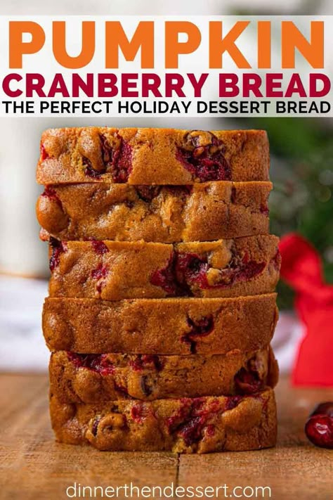 Cranberry Loaf, Pumpkin Cranberry Bread, Cranberry Pumpkin, Cranberry Bread Recipes, Brunch Cake, Moist Pumpkin Bread, Pumpkin Cranberry, Cranberry Bread, Fruit Bread