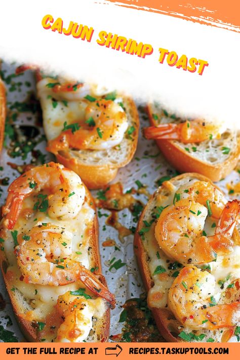 Discover a tantalizing flavor journey with our Cajun Shrimp Toast recipe. Perfectly seasoned shrimp atop crispy, golden-brown toast create a delightful blend of Southern charm and modern culinary flair. This easy-to-follow recipe is ideal for entertaining guests or elevating your casual meals. The light crunch of the toast pairs beautifully with the spicy, juicy shrimp, offering a harmonious balance of texture and flavor. Whether you're a fan of Creole cuisine or just exploring new tastes, our Cajun Shrimp Toast is Cajun Shrimp Toast, Shrimp Toast Recipe, Seasoned Shrimp, Cajun Shrimp Recipes, Cajun Salmon, Sea Foods, Shrimp Toast, Salmon And Shrimp, Easy To Make Appetizers