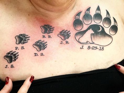 Momma Bear And Cubs Tattoo For Women, Black Bear Paw Print, Bear Paw Tattoo Design, Bear Paw Tattoo, Paw Tattoo Ideas, California Bear Tattoos, Bear Claw Tattoo, Black Bear Tattoo, Bear Paw Tattoos