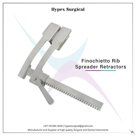 Precision and reliability in thoracic surgery. The Finochietto Rib Spreader Retractors, manufactured by Hypex Surgical Instruments, offer optimal access to the chest cavity with adjustable arms for superior control. Crafted from high-quality stainless steel, these retractors ensure durability and corrosion resistance. Trust in over 20 years of manufacturing expertise for quality you can rely on. #SurgicalInstruments #ThoracicSurgery #FinochiettoRetractor #RibSpreader #HealthcareTools #HypexS... Thoracic Surgery, Dental Instruments, Surgical Instruments, 20 Years, Surgery, Health Care, Stainless Steel, Canning, High Quality