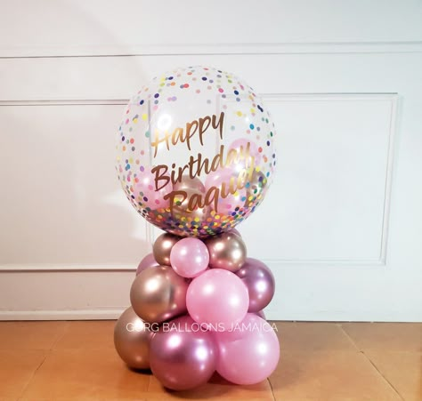 Balloon Bouquet Simple, Small Ballon Arangment, Bubble Balloon Centerpieces, Balloon Over Broadway, Mini Balloon Bouquet, Ballon Arrangements, Graduation Balloon Garland, Balloon Arch Birthday Party, Balloon Bouquet Ideas