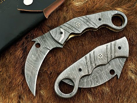 Damascus Pocket Knife, 1095 Steel, Husband Wife Gifts, Every Day Carry, Karambit Knife, Damascus Blade, Camping Items, Folding Pocket Knife, Damascus Knife