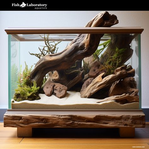 Aquarium driftwood is a popular and aesthetically pleasing addition to freshwater aquariums. Driftwood is typically pieces of wood that have been naturally weathered and waterlogged, often originating from trees or branches that have fallen into rivers or other bodies of water. Driftwood Fish Tank, Driftwood Aquarium Ideas, Minimalist Aquarium, River Aquascape, Diy Aquarium Decor, Driftwood Aquarium, Aquascaping Ideas, Plant Aquarium, Turtle Aquarium