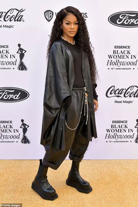 Black Mesh Shirt Women, Rihanna Mesh Outfit, Rihanna In A Suit, Teyana Taylor Outfits, Rihanna Trench Coat, Rihanna Wearing Black, Skater Dress Outfit, Dope Swag Outfits, Taylor Outfits