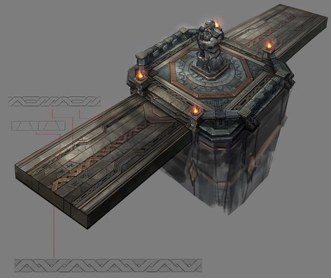 Minecraft Dwarven, Dwarven Architecture, Isometric House, Dwarven City, Dnd Crafts, Building Concept, Bridge Design, Gothic Architecture, Dark Fantasy Art