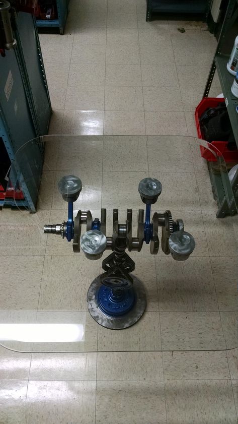 Piston and crankshaft table. Crankshaft Table, House Gadgets, Automotive Furniture, Home Gadgets, Gadgets, Furniture