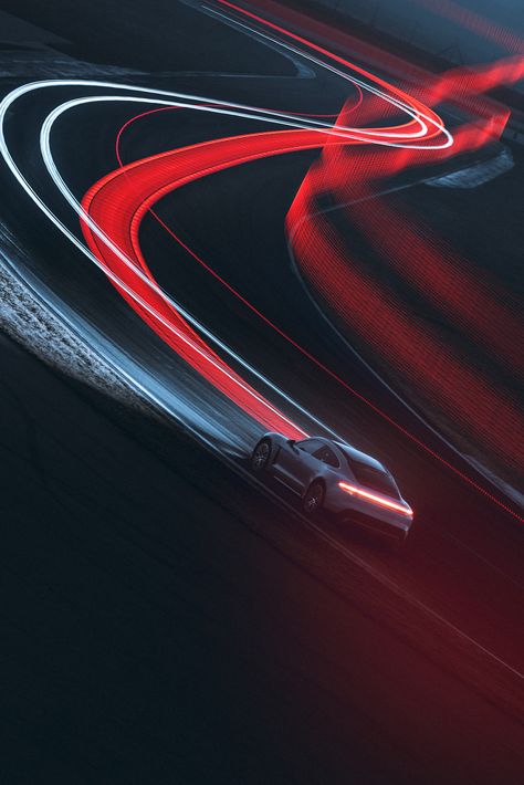 Porsche Taycan: «Soul, Electrified», 19TONES ╳ BORSCH on Behance Car Teaser Ads, Sports Car Aesthetic, Car Futuristic, Taycan Porsche, Car Kv, Car Poster Design, Speeding Car, Car Outline, Car Advertising Design