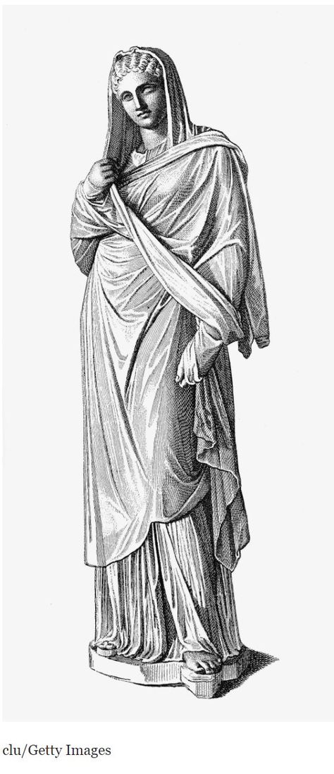 The Roman palla was worn by matrons when going outside. It is like a cloak that covers their basic clothing underneath, their tunics. It's likely depicted pulled across the shoulder or over the head like a veil. Ancient Greek Clothing Woman, Ancient Roman Clothing, Ancient Greek Clothing, Types Of Clothing, Roman Women, Types Of Clothes, Roman Clothes, Roman Dress, Ancient Dress