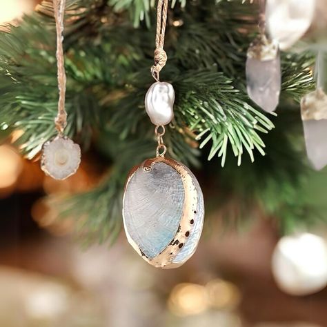 🐚✨ Let your creativity shine as you design the perfect boho-style Christmas tree with our unique selection of handcrafted ornaments.🎄✨ #christmas #seashells #gemstones #crystal #christmasornaments Christmas Tree Crystal Ornaments, Christmas Seashells, Handcrafted Ornaments, Crystal Ornament, Ornaments Christmas, Boho Style, Sea Shells, Boho Fashion, Christmas Tree