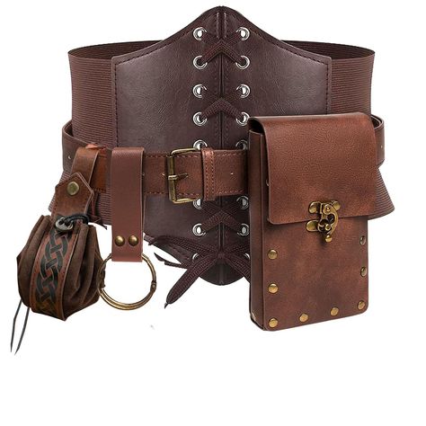 PRICES MAY VARY. -Enhance your Renaissance costume with our Belt Pouch Black/Brown, Corset Waistband + leather Strap Keyring + Coin Purse. This set features a durable leather belt, an adjustable belt pouch, perfect for Festival Medieval Dress Up，Steampunk Style，Pirate & Assassin play, LARP Ren Faire, Halloween or cosplay parties. -Keep your essential belongings at hand with our Belt Pouch. Made of quality faux leather, this pouch is not only a stylish accessory but also a functional cellphone ho Skirt Hike, Medieval Halloween, Steampunk Medieval, Steampunk Halloween, Pouch Purse, Retro Costume, Steampunk Costume, Festival Accessories, Vintage Punk