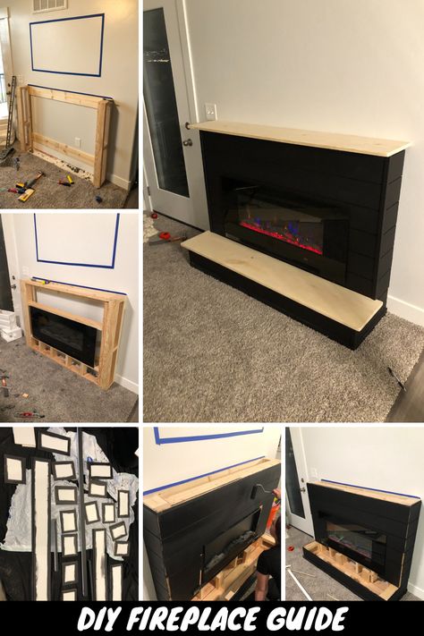 Tv And Fire Wall Ideas Small Living Room, Free Standing Electric Fireplace Ideas Living Rooms, Diy Built In Electric Fireplace, Diy Tv Stand With Fireplace Insert, Electric Fireplace With Hearth, Fireplace Tv Stand Diy, Diy Electric Fireplace Surround, Wall Cabinet Ideas, Renting Hacks