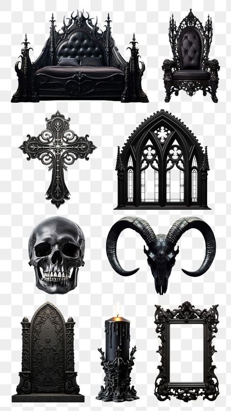 Gothic Design Elements, Goth Frame, Gothic Png, Aesthetic Pngs, Girly Scrapbook, Gothic Frame, Gothic Academia, Skull Human, Photoshop Tricks