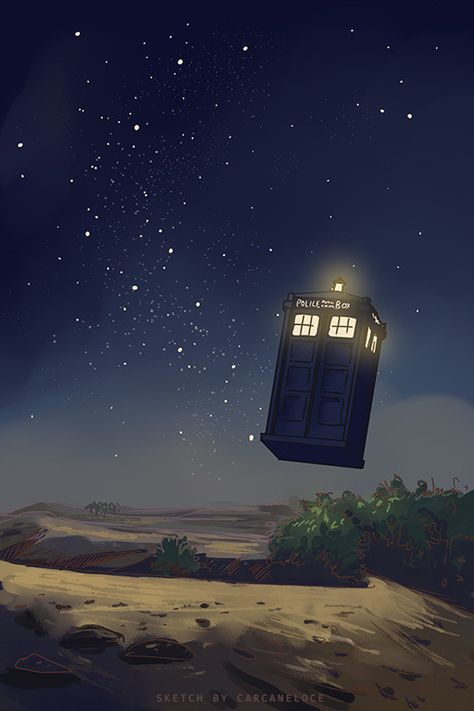 Tardis Wallpaper, Tardis Starry Night, Doctor Painting, Tardis Art, Doctor Who Poster, Doctor Who Wallpaper, Doctor Who Tumblr, Desert Night, Blue Aesthetic Dark