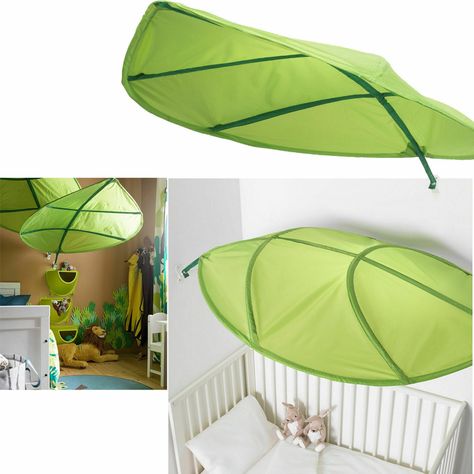 IKEA LOVA Green Leaf Bed Canopy, CHEAPEST ON EBAY + FREE P&P | eBay Leaf Canopy, Construction Bedding, Sun Tent, Calm Place, Space Wall Decals, Mermaid Bedding, Kid Bed, Kura Bed, Beach Shade