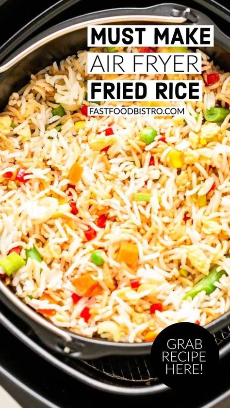 Air Fryer Shrimp Fried Rice, Air Fryer Fried Rice With Egg, Air Fryer Chinese Recipes, Airfryer Rice, Air Fried Rice, Rice Air Fryer, Restaurant Fried Rice, Air Fryer Fried Rice, Air Fryer Rice