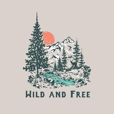 Camping Illustration Graphics, Vintage Camping Aesthetic, Mountain Sketches, Design For Clothing Brand, Outdoor Sweatshirt, Adventure Artwork, Design For Clothing, Illustration Tshirt, Mountain Sketch