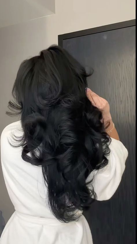 Long Hair With Layers Black, Long Layers Black Hair, Tailbone Length Hair, Long Thick Black Hair, Black Shiny Hair, Pitch Black Hair, Pretty Black Hair, Off Black Hair, Onyx Hair