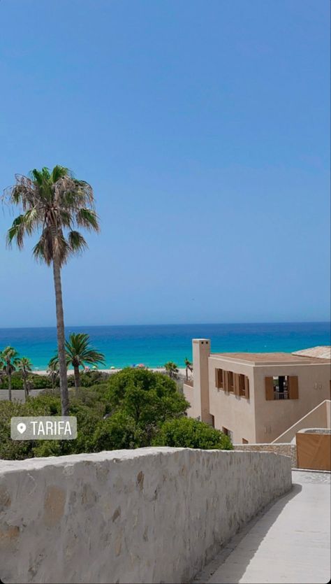 Beach Pool House, Tarifa Spain, Blue Palm Trees, Spain Beach, Spain Aesthetic, Life Abroad, Marbella Spain, Ibiza Spain, Dream Holiday