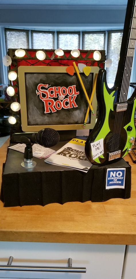 School of Rock Broadway Centerpiece School Of Rock Party, School Of Rock Broadway, School Of Rock Musical, Broadway Theme, School Of Rock, Bar Mitzvah, Quince, Broadway, Bar