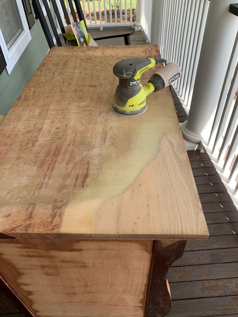 Removing Veneer, Refinish Wood Furniture, Veneer Furniture, Raw Wood Furniture, Dining Table Makeover, Sanding Wood, Diy Furniture Renovation, Wood Furniture Diy, Furniture Repair