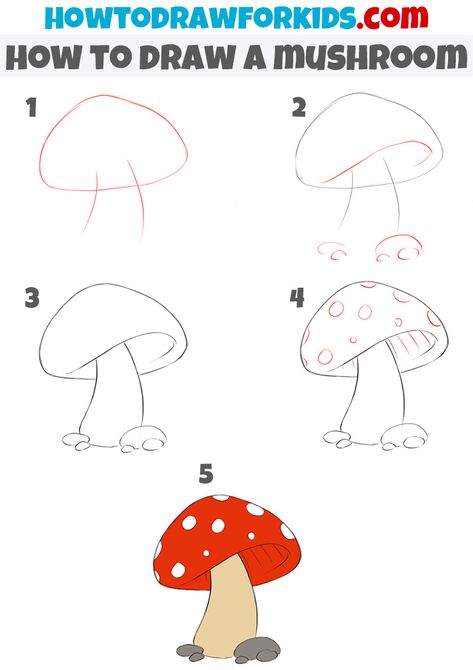 How To Draw A Mushrooms, How To Make A Mushroom Drawing, How To Draw A Toadstool, Mushroom Sketches Easy, Doodle Drawings Mushroom, Draw Cute Mushroom, How To Draw Mushroom People, Mushroom Drawing How To, How To Draw A Cute Mushroom